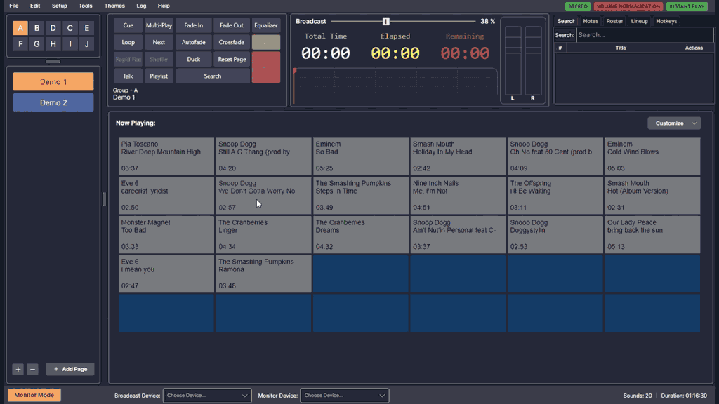 Drag and drop soundboard buttons in Sports Sounds Pro