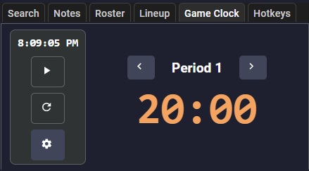 Game clock module in Sports Sounds Pro Quick Panel